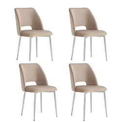 Homy France Lot De 4 Chaises Ava Chrome En Velours Taupe