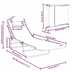 vidaXL Chaise longue pliante Bleu marine 182 x 55 x 85,5 cm Textilène pas cher
