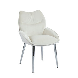 Homy France Lot de 2 Chaises en velours Beige LOHA pied métal Chrome