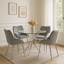 Homy France Lot de 2 chaises velours anthracite métal chromé 83x53x57 cm LOHA