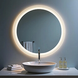 Miroir LED rond pour salle de bain de diamètre 70cm avec éclairage LED lumière froide SANILAND