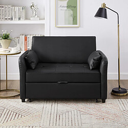 OKWISH Canapé convertible, canapé 2 places avec dossier réglable en 3 positions, poches d'accoudoirs, pieds en plastique, en PU hydrofuge, noir pas cher
