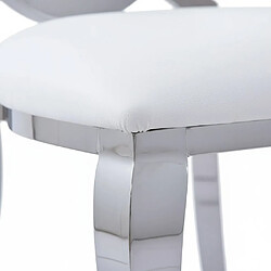 Homy France Lot de 4 chaises ANGEL baroque Chrome simili cuir blanc