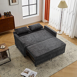 OKWISH Canapé convertible 2 places avec dossier réglable, pieds en plastique, tissu chenille, noir