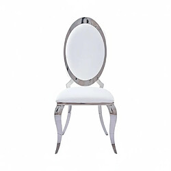 Homy France Lot de 4 chaises ANGEL baroque Chrome simili cuir blanc