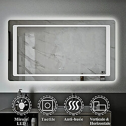 Avis Miroir lumineux 120x70 pour salle de bain antibuée boutons tactiles lumière froide SANILAND