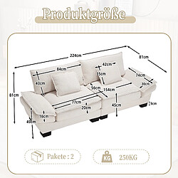 Acheter Okwish Canapé droit 2 places - Beige
