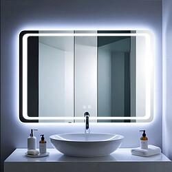 Miroir lumineux 100x70 pour salle de bain antibuée boutons tactiles lumière froide SANILAND