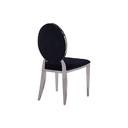 Homy France Lot 4 Chaises Salle à Manger Médaillon Velours Noir Pieds Chrome 50x52x108cm