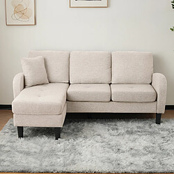 Avis OKWISH Canapé d'angle, canapé 3 places, tissu en coton et lin, pieds en plastique, pour salon, appartement et bureau, beige
