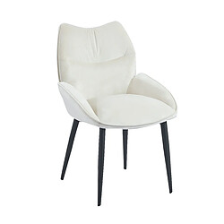 Homy France Lot de 2 chaises en velours Beige LOHA pied métal noir