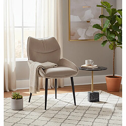 Homy France Lot de 2 chaises en velours Taupe LOHA pied métal noir