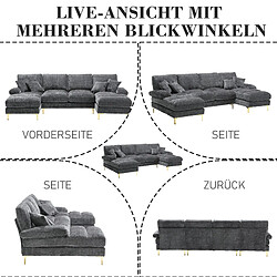 Avis OKWISH Canapé 4 places Canapé gris en chenille avec 2 sièges inclinables, pour salon, chambre, bureau, appartement, villa, salon