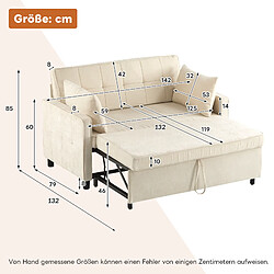 Acheter OKWISH Canapé convertible 2 places avec dossier réglable, pieds en plastique, tissu chenille, beige