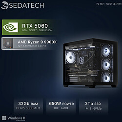 Sedatech PC Gamer, AMD Ryzen 9 9900X, RTX5060, 32Go DDR5, 2To SSD, Win 11