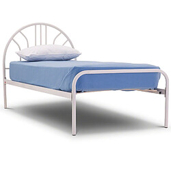 Homy France Lit enfant métal blanc 90x190 cm 1 place ECO