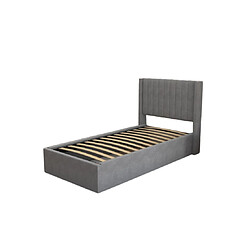 Homy France LIT COFFRE CAMILLE en velours GRIS 90X190CM