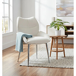 Homy France Lot de 2 Chaises en velours Beige LOHA pied métal Chrome