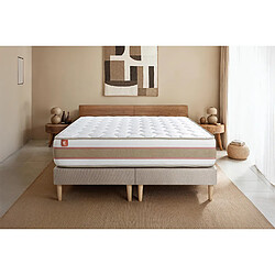 Marmottes & Co Lit Le Délicat 200 x 200 cm double Sommier en tissu Beige Brun 200x200 cm