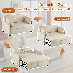 Avis OKWISH Canapé convertible 2 places avec dossier réglable, pieds en plastique, tissu chenille, beige