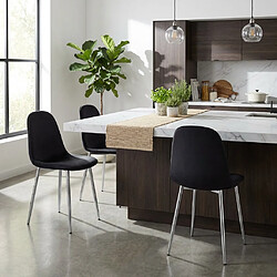 Avis Homy France Lot de 4 Chaises Scandinaves Velours Noir Pieds Chrome 43,5x40x87cm