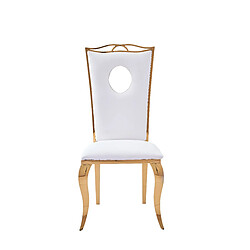 Homy France Lot de 4 Chaises Baroque ROYAL Gold Simili Blanc