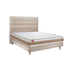 Marmottes & Co Lit Le Délicat 140 x 190 cm Sommier en tissu Beige Brun 140x190 cm