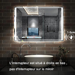 Acheter Miroir recrangulaire pour salle de bain 100x70 antibuée avec éclairage LED SANILAND