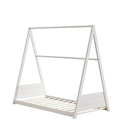 Homy France Lit enfant tipi bois blanc 90x190 cm avec sommier TIPI