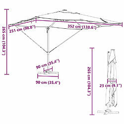 vidaXL Parasol Anthracite 352 x 251 x 265 cm Polyester et Aluminium pas cher