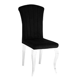 Homy France Lot de 6 Chaises baroque LOUIS Chrome Velours Noir