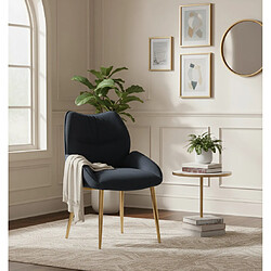 Homy France Lot de 2 chaises en velours Noir LOHA pied métal Gold