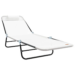 vidaXL Chaise longue pliante Crème 182 x 55 x 85,5 cm Textilène
