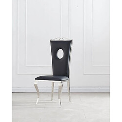 Homy France Lot de 4 Chaises baroque ROYAL Chrome Simili NOIR