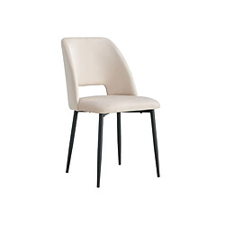 Homy France Lot de 4 chaises AVA Métal noir Velours - Beige