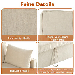 OKWISH Canapé convertible 2 places avec dossier réglable, pieds en plastique, tissu chenille, beige pas cher