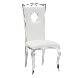 Homy France Lot de 4 Chaises baroque ROYAL Chrome Simili BLANC