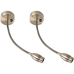 NETTLIFE LED liseuse murale lampe de lecture lit montage mural 2 lampes de lit col de cygne bronze 3W 3000K en cuivre 360°