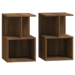 Decoshop26 Lot de 2 tables de chevet avec étagère - Chêne
