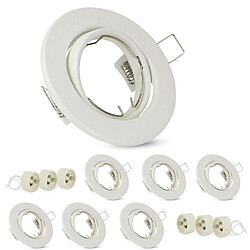 NETTLIFE Cadre encastrable lot de 6 spots encastrables GU10 cadre encastrable blanc 50mm rond en métal