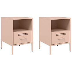 Decoshop26 Lot de 2 tables de chevet - Rose