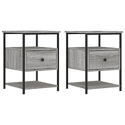 Decoshop26 lot de 2 tables de chevet - Gris