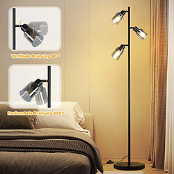 NETTLIFE Lampadaire Vintage Salon Noir Lampe à poser 3 flammes en verre Douille E14 Métal Lampe à poser Orientable 350