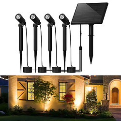 Lot de 4 spots de jardin LED NETTLIFE avec piquet de terre IP54 extérieur 3000K pour arbres de trottoir