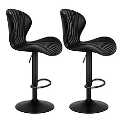 ALFORDSON 2x Tabourets de Bar Pivotants en Cuir Avec Vérin à Gaz Stella Noir