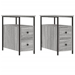 Decoshop26 Lot de 2 tables de chevet - Gris