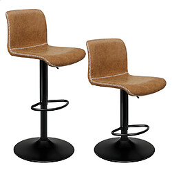 ALFORDSON Tabourets de Bar Remy Cuisine Vérin à Gaz Pivotant Chaise Vintage Cuir Marron