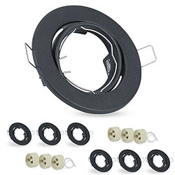 NETTLIFE Kit 6 Spots LED Encastrables GU10 Orientables 30° Ronds Incluant Douille Cadre Halogène Chromé Adapté pour Centre d'Éclairage