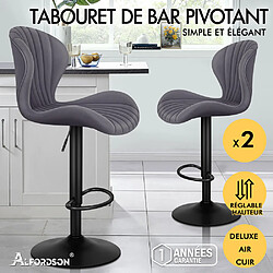 ALFORDSON 2x Tabourets de Bar Pivotants en Cuir Avec Vérin à Gaz Stella Gris
