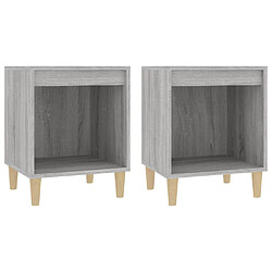 Decoshop26 Lot de 2 tables de chevet - Gris